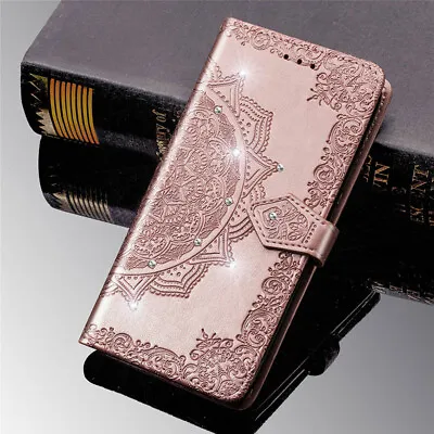 $15.86 • Buy For OPPO A16 A54 A74 AX5 Case Bling Diamond PU Leather Magnetic Card Flip Cover