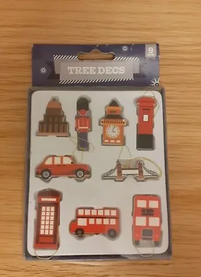 9 London Wooden Christmas Decorations. BNIP • £14.99