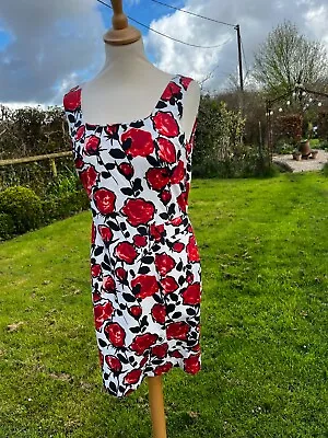 Tara Jarmon Sleeveless Dress 12 Red Black & White • £11