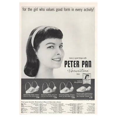 1958 Peter Pan Heaventeen Bra: Girl Who Values Good Form Vintage Print Ad • $6.75