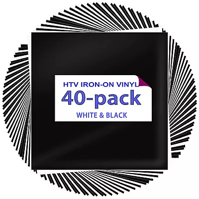 40x Heat Transfer Vinyl Bundle Sheets - 12 X 12'' Iron On HTV Vinyl For T-shirts • $27.99