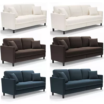 Teddy Velvet Sofa 2 / 3 Seater Modern Couch Love Seat Room Apartment Home Office • £199.90