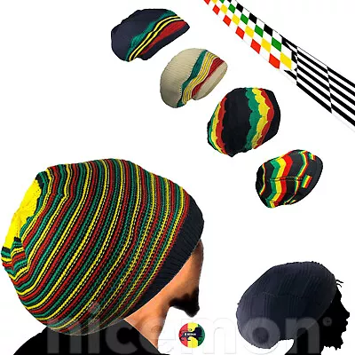 Rasta Tam Hat Cap Slouchy Crown Marley Reggae Jamaica Cool Runnings Caps L/XL • $19.99