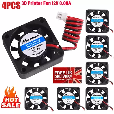 4Pcs Quiet Silent Cooling Fan 12V 40mm Fan 0.08A DC For 3D Printer DVR Repair UK • £7.96