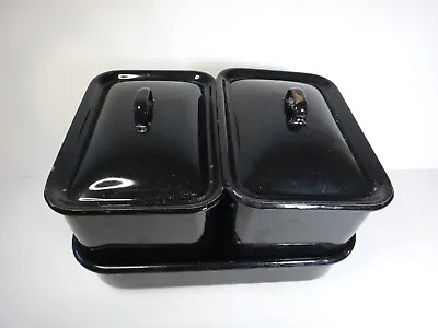 Vintage Nesco Black Enamelware Square Pan Kitchen Cook Storage Container Set 10  • $24.95