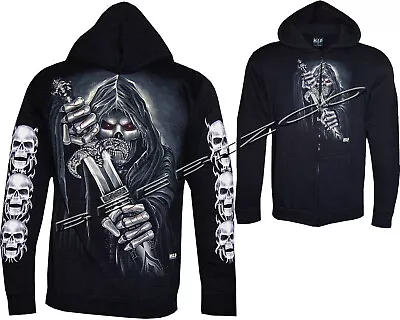 £25.99 • Buy Grim Reaper Sword Death Glow In Dark Zip Zipped Hoodie Hoody Jacket M - XXL