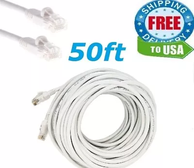 Lot Of 60pcs 50FT RJ45 CAT5 ETHERNET LAN NETWORK PATCH CABLE For PC Xbox White • $119.99