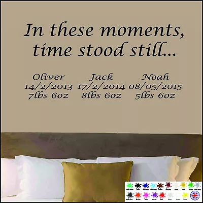 Family Wall Art Sticker Personalised In These Moments Time Stood Still • £15.49