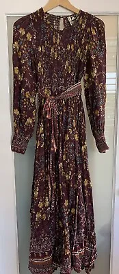 $40 • Buy Jaase Floral Shirred Sleeved Maxi Dress Size L