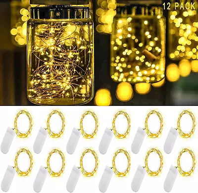 Warm White Fairy Lights Battery Operated 7Ft Mini Lights For Mason Jar 12-Pack • $19.99