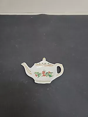 A Cup Of Christmas Tea 4 3/4” Tea Bag Holder Bone China 1995 • $9.95