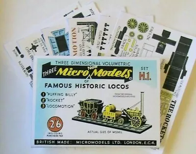 Micromodels THREE FAMOUS HISTORIC LOCOS Micro New Models Card Model KIT • £6.75