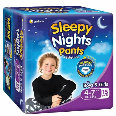 $31.20 • Buy Babylove Sleepy Nights 4-7 Years Overnight Pants 15 Pack Baby Unisex Nappies