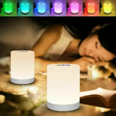 7 Colours LED Touch Night Light USB Rechargeable Bedside Table Lamp Dimmable UK • £9.45