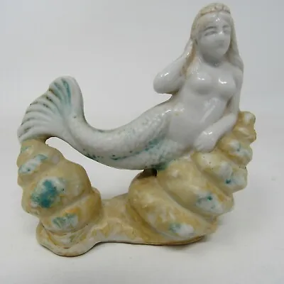 Vintage Japan Nude Mermaid On Shell Ceramic Figurine Aquarium Fish Bowl  • $79.99