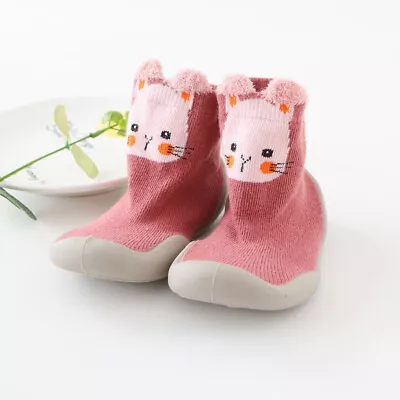 20/21 Kids Baby Girl Boys Toddler Slippers Socks Cotton Shoes Winter Warm Pink • £1.99