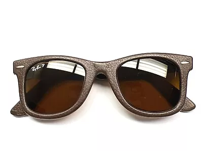 Ray-Ban RB 2140QM 1153/N6 Wayfarer Sunglasses Brown Leather Polarized W/case • $265