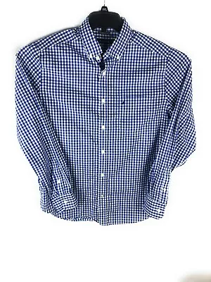 NAUTICA  Men's Medium Long Sleeve Blue White Check Shirt Cotton Casual Flaw A66 • $3.75