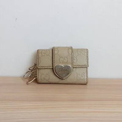 Vintage Gucci Key Holder Case Leather Monogram Heart Logo Keychain GG Guccissima • $86.88