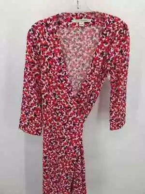 Pre-Owned Diane Von Furstenberg Pink Size 6 Wrap Knee Length Long Sleeve Dress • $46.39