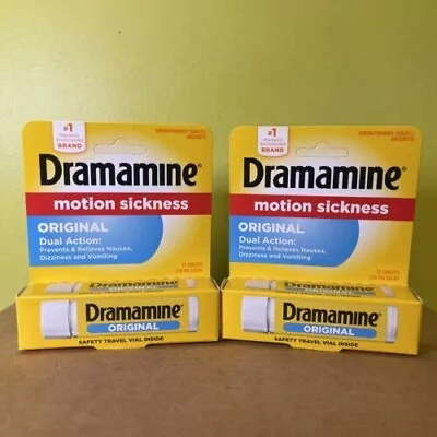 2 Boxes - Dramamine Motion Sickness - Original - 12 Tablets Each - Exp. 1/2025 • $10.99