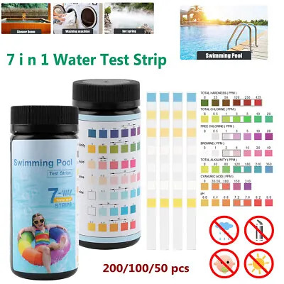 200/100/50pcs Chlorine Dip Test Strips Hot Tub SPA Swimming Pool PH Tester Paper • $17.99