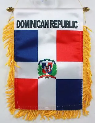 Dominican Republic Mini Banner Flag Great For Car & Home Window Mirror Hanging • $6.44