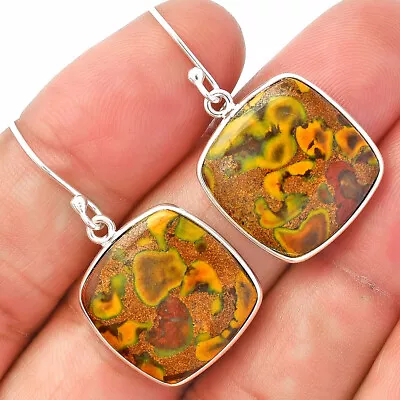 Natural Bamboo Jasper 925 Sterling Silver Earrings Jewelry E-1001 • $10.89