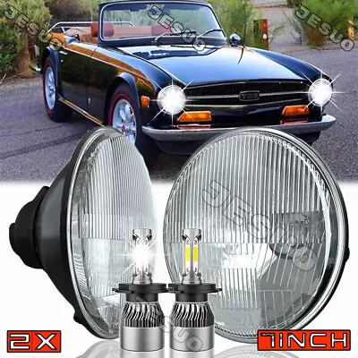 For Triumph TR6 1969-1976 Round Projector 7  LED Headlights Halo Angel Eyes DRL • $88.20