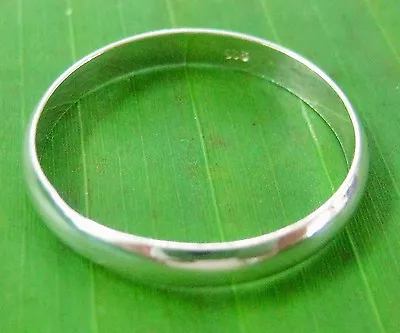 $14.99 • Buy   BIG Size 3mm CURVED 925 Sterling Silver Plain WEDDING Band BOY GIRL MEN WOMEN