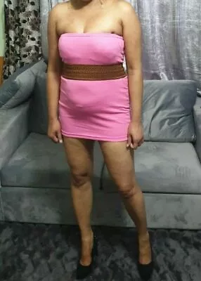 £14.88 • Buy Women's Boob Tube Micro Mini Dress, Pink Strapless Sleeveless Short Dress