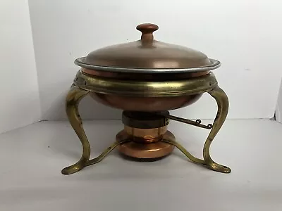 Vintage Copper & Brass Chaffing Dish - Food Warmer Mid Century  • $13.65