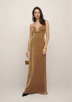 Malini Velvet Dress GOLD-8 • $275