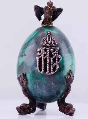 Antique Royal Empire Malachite Easter Egg-for Empress Alexandra C1900's • $2500