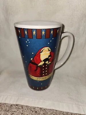 Nantucket Home Fiddlestix Santa Tall Mug Vintage Country Cottage Christmas • $11