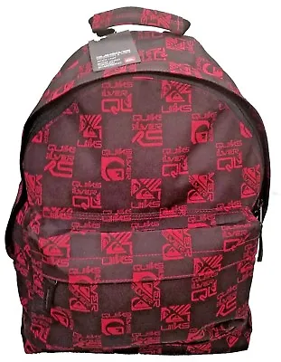 Quiksilver Mens Boys Backpack Rucksack School Bag Red Black  Sports Student Bag • £16.99