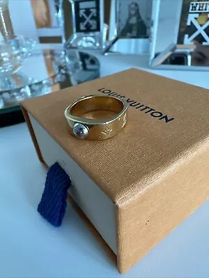 Louis Vuitton Nanogram Ring Size M | Gold LV Ring | Monogram LV Used • £170