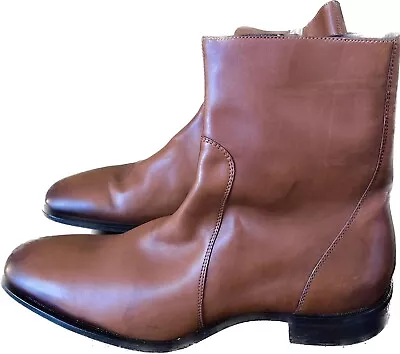 DSQUARED2 Men’s Ankle Boots Cognac Leather Made In Italy Sz 44 Unworn • $349