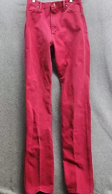 Vintage Wrangler Barn Work Denim Jeans Red 11x36 Rodeo USA 90s Made In USA  • $37.87