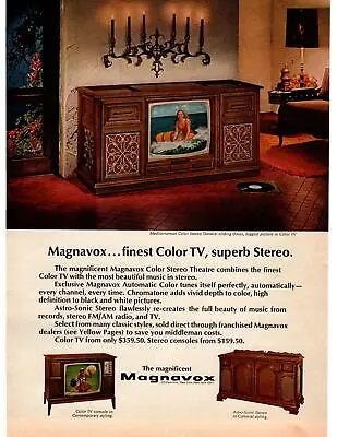 1968 Magnavox Mediterranean Color Stereo Theatre Television Console TV Print Ad • $9.95