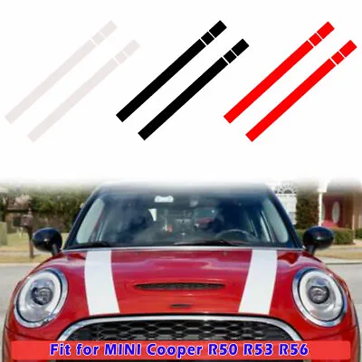 2x Bonnet Stripes Hood Decal Vinyl Cover Sticker For MINI Cooper R50 R53 R56 • $13.43