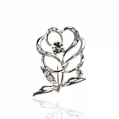 £4 • Buy Women Tulip Silver Brooch Pin Medium Size For Wedding Dress Party Prom BR354