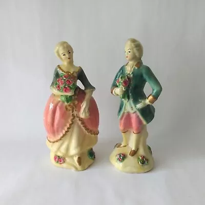 2 Antique Mortens Studio Pottery Victorian Couple Figurines Royal Designs Morte • $79