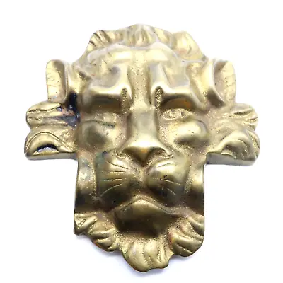 $35.69 • Buy Vintage Solid Brass Lion Face Demon Gargoyle Doorknocker