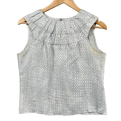 Martin Grant Silk Blouse Womens Grey White Sleeveless Top Made In France Size S • $19.99