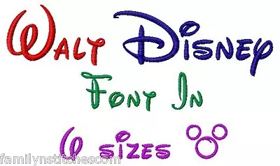 Walt Disney Font Machine Embroidery Designs On CD In 6 Sizes Family N Stitches • $16.99