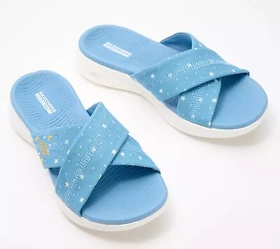 Skechers On-the-GO Starry Slide Sandals Light Denim 8/M Used • $24.99