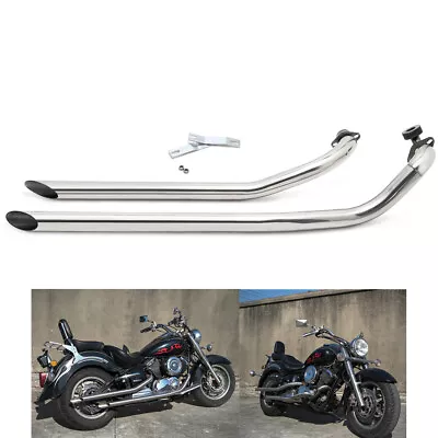 $193.91 • Buy Slash Cut Exhaust Full Muffler Pipe System For Yamaha V Star 1100 XVS1100 Custom