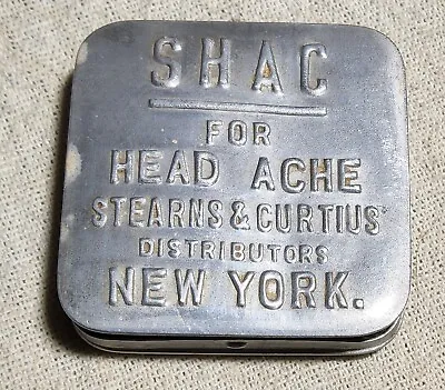 Antique Shac For Head Ache Stearns & Curtius Advertising Aluminum Stamp Holder  • $49.95