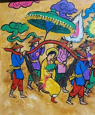 Hieu  Vietnamese Celebration Scene  Original Oil/acrylic Painting On Canvas • $1500